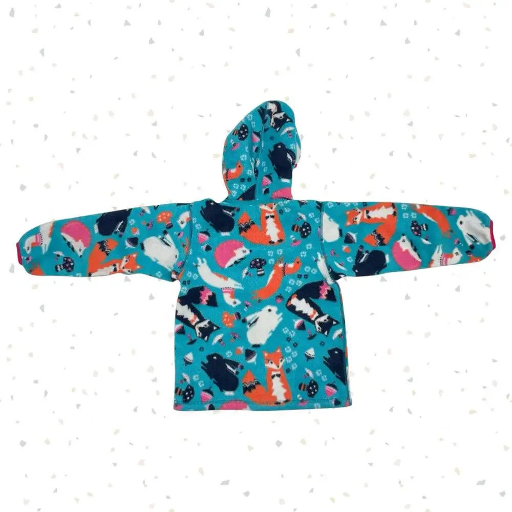 Patagonia Synchilla Fleece Hoodie Jacket Foxes Blue Pink Animal Print Size 4T
